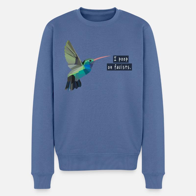 I poop on fascists - Männer Premium Bio Pullover - Taubenblau