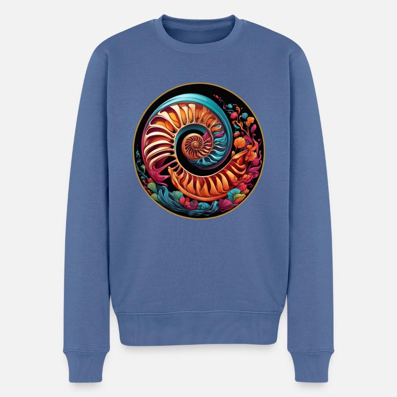 Buntes grafisches Nautilusdesign - Männer Premium Bio Pullover - Taubenblau
