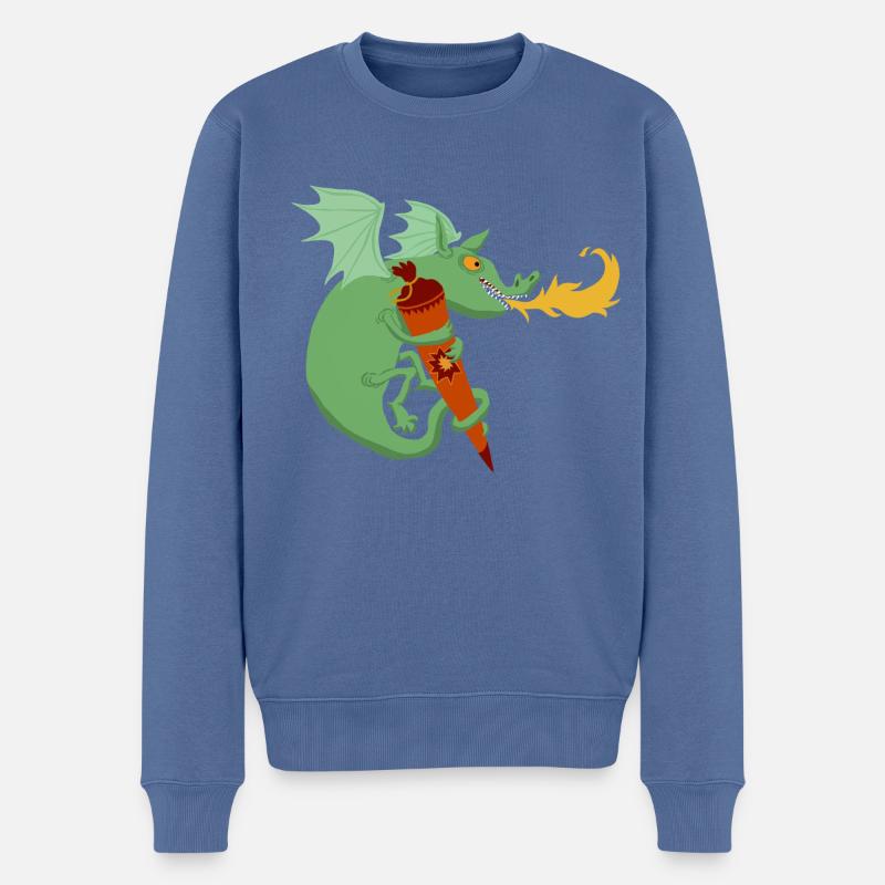 Drache mit Schultüte - Männer Premium Bio Pullover - Taubenblau
