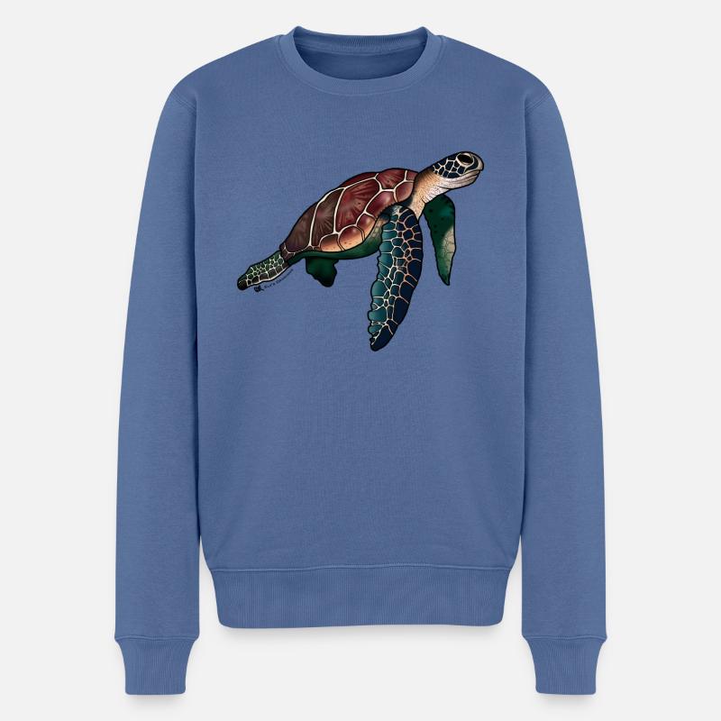 Meeresschildkröte - Männer Premium Bio Pullover - Taubenblau