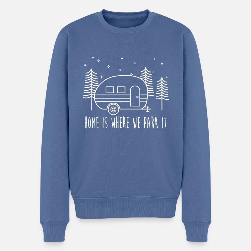 wohnwagen - Männer Premium Bio Pullover - Taubenblau