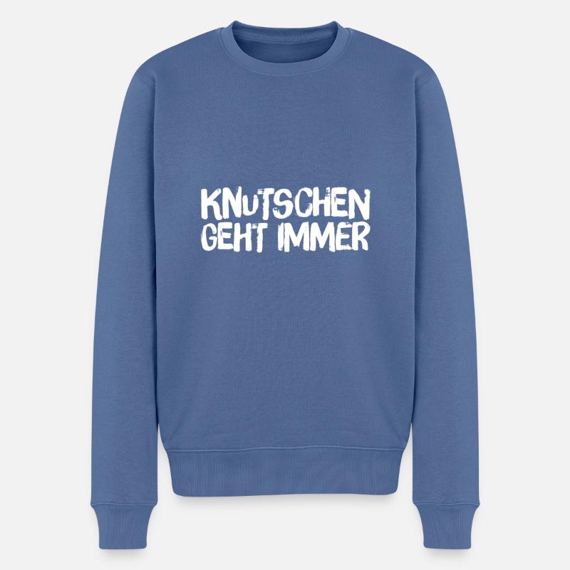 ich mag es zu knutschen - Männer Premium Bio Pullover - Taubenblau