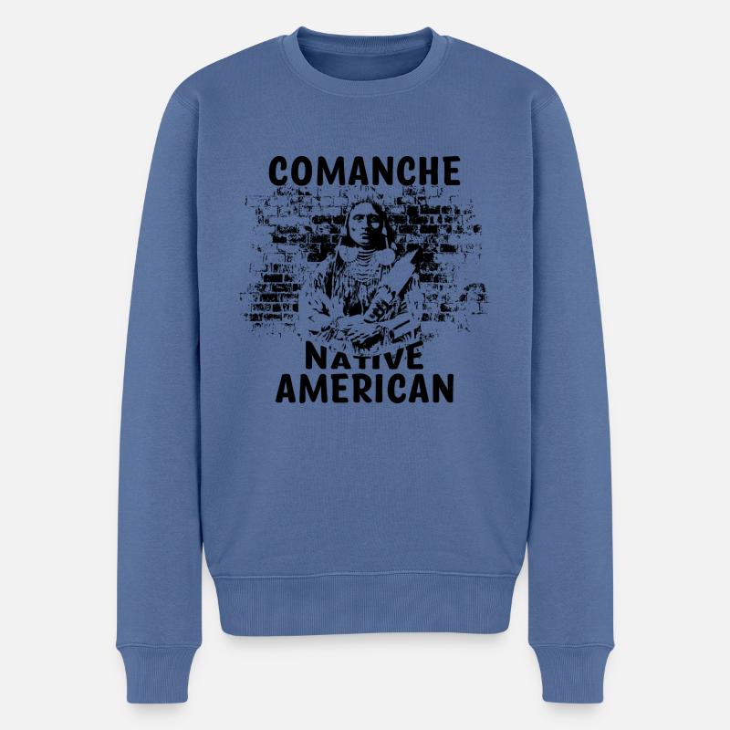 Comanche Indianer - Männer Premium Bio Pullover - Taubenblau
