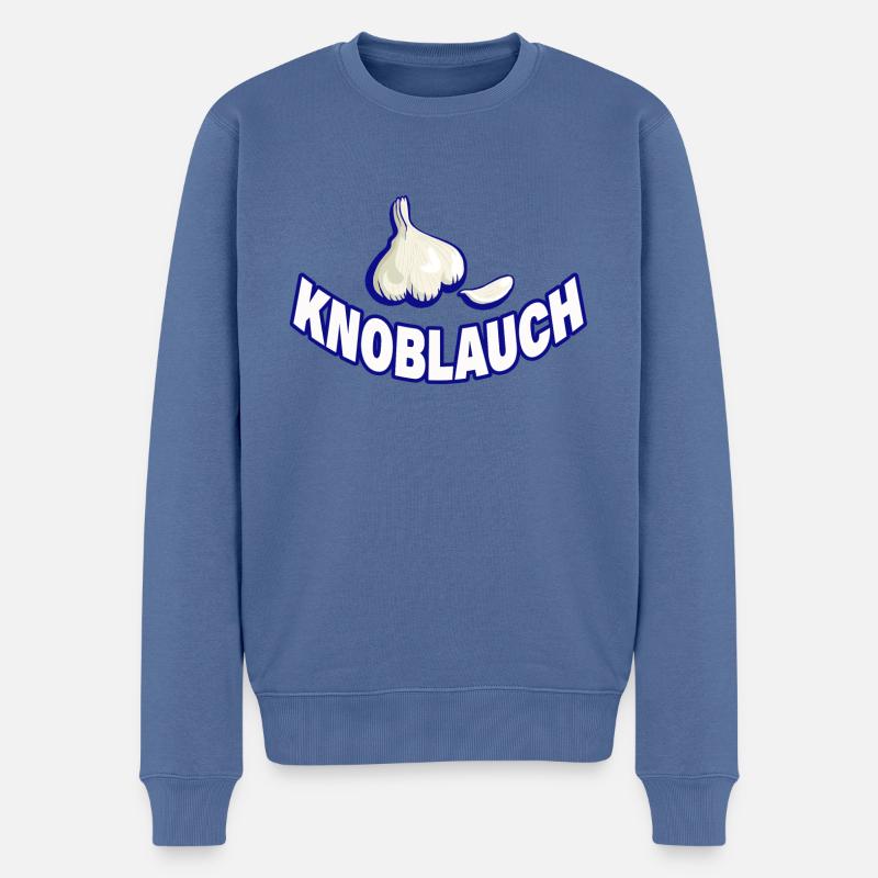KNOBLAUCH - Männer Premium Bio Pullover - Taubenblau