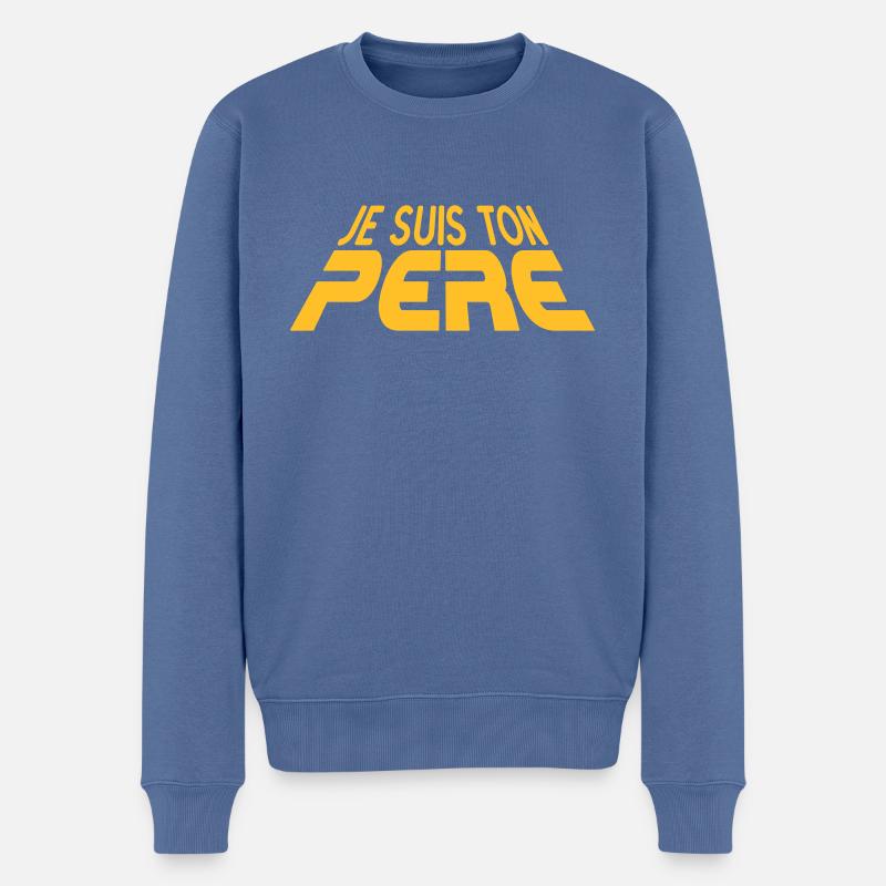 Je suis ton PERE 3D v2 (1c) - Pull Premium bio Homme - bleu pigeon
