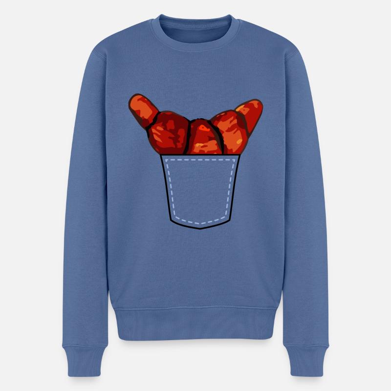 Croissant roulé en poche - Pull Premium bio Homme - bleu pigeon