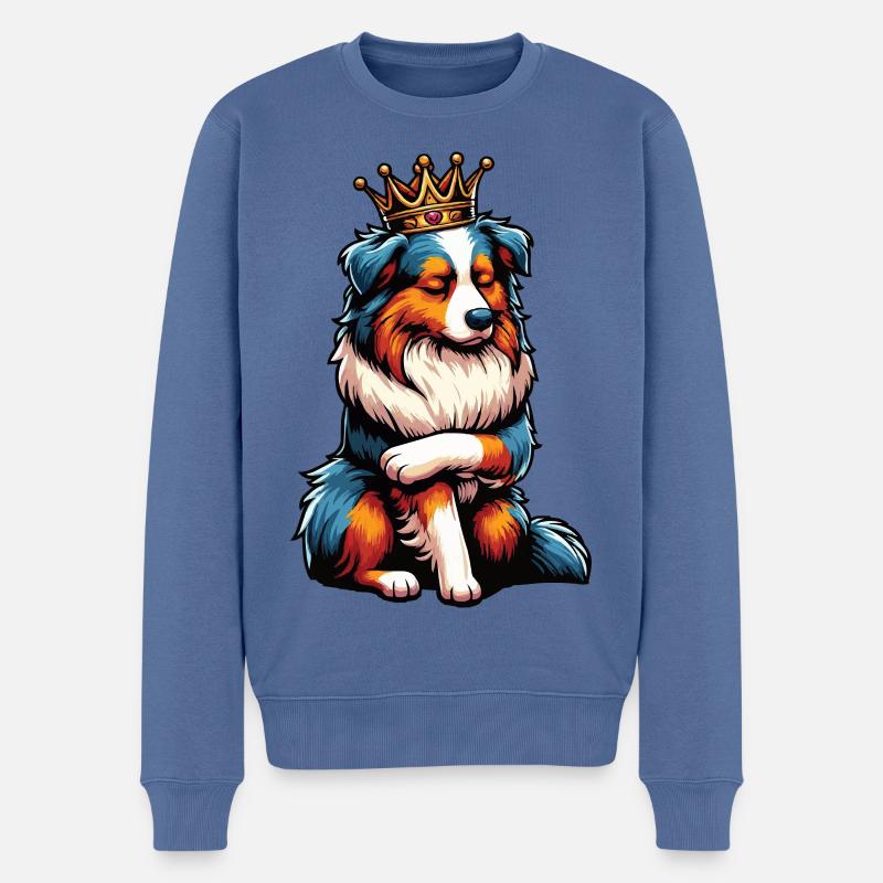 Berger australien Aussie Aussie Propriétaires Aussies - Pull Premium bio Homme - bleu pigeon