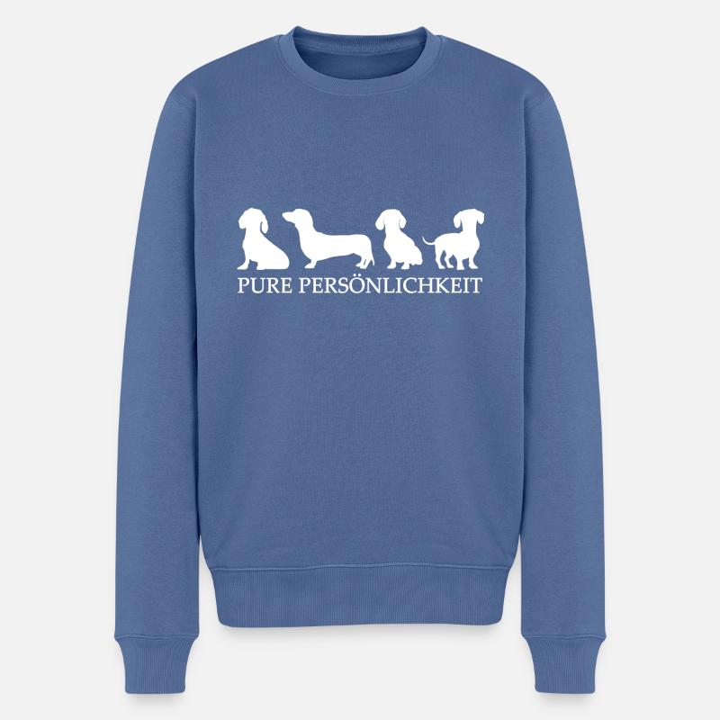 Silhouettes de teckels avec dicton de teckel - Pull Premium bio Homme - bleu pigeon