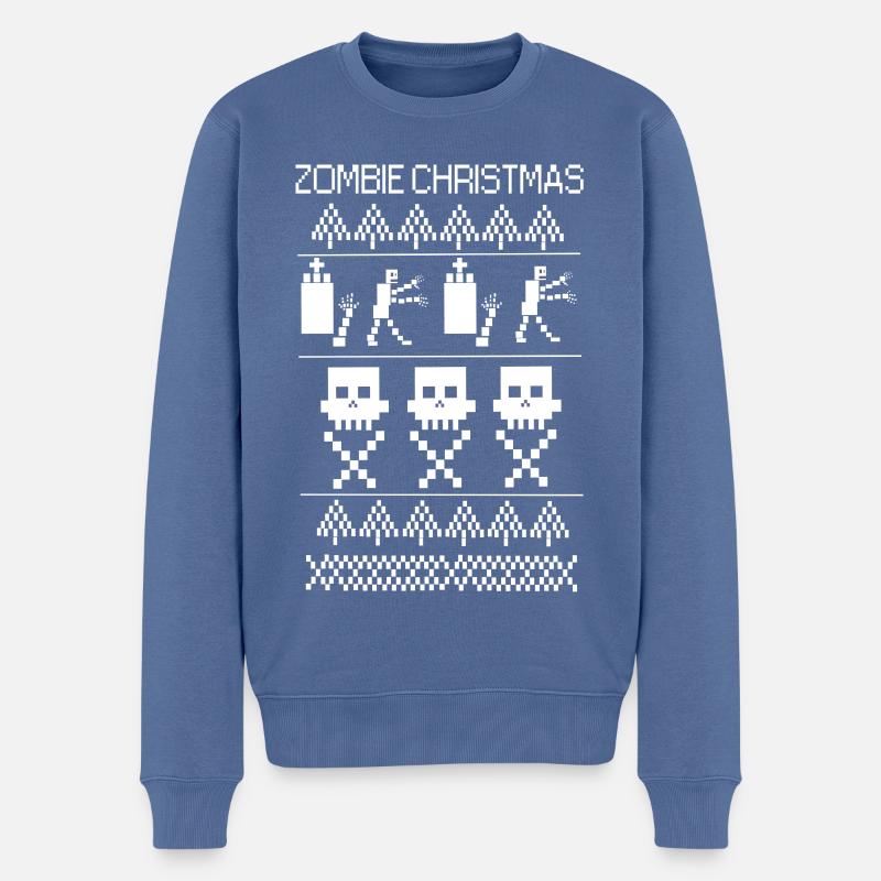 zombie christmas - Männer Premium Bio Pullover - Taubenblau