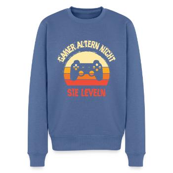 Gamer altern nicht. Sie leveln. - Männer Premium Bio Pullover - Taubenblau - Vorne - Nico (187cm)