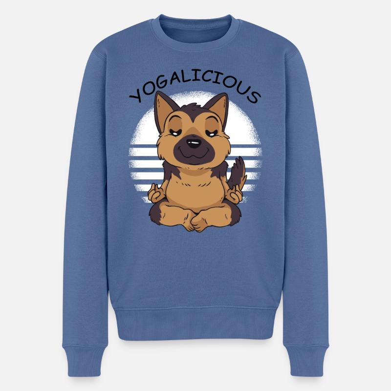 Chien de yoga - Pull Premium bio Homme - bleu pigeon
