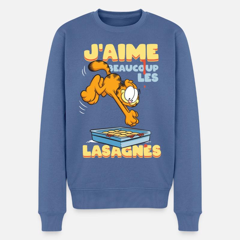 Garfield J'aime Lasagnes - Pull Premium bio Homme - bleu pigeon