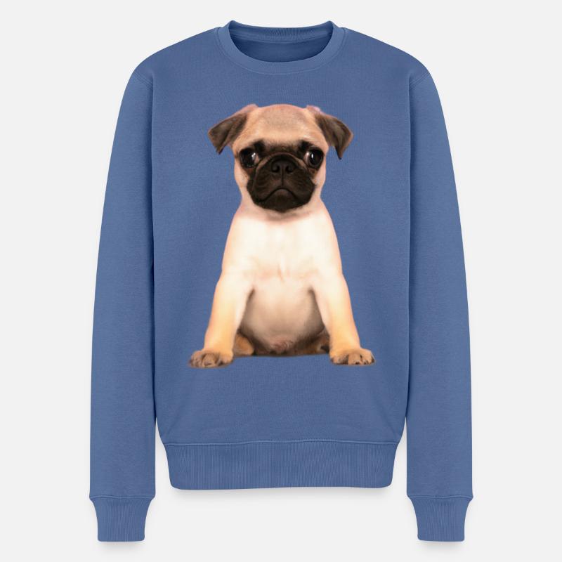 Carlin chiot - Pull Premium bio Homme - bleu pigeon