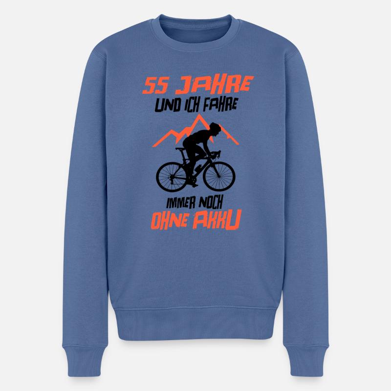 55. Geburtstag Radfahrer Fahrrad Geschenkidee - Männer Premium Bio Pullover - Taubenblau