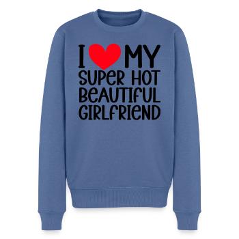 Ich Liebe Meine Freundin Paare Freund Geschenkidee - Männer Premium Bio Pullover - Taubenblau - Vorne - Nico (187cm)