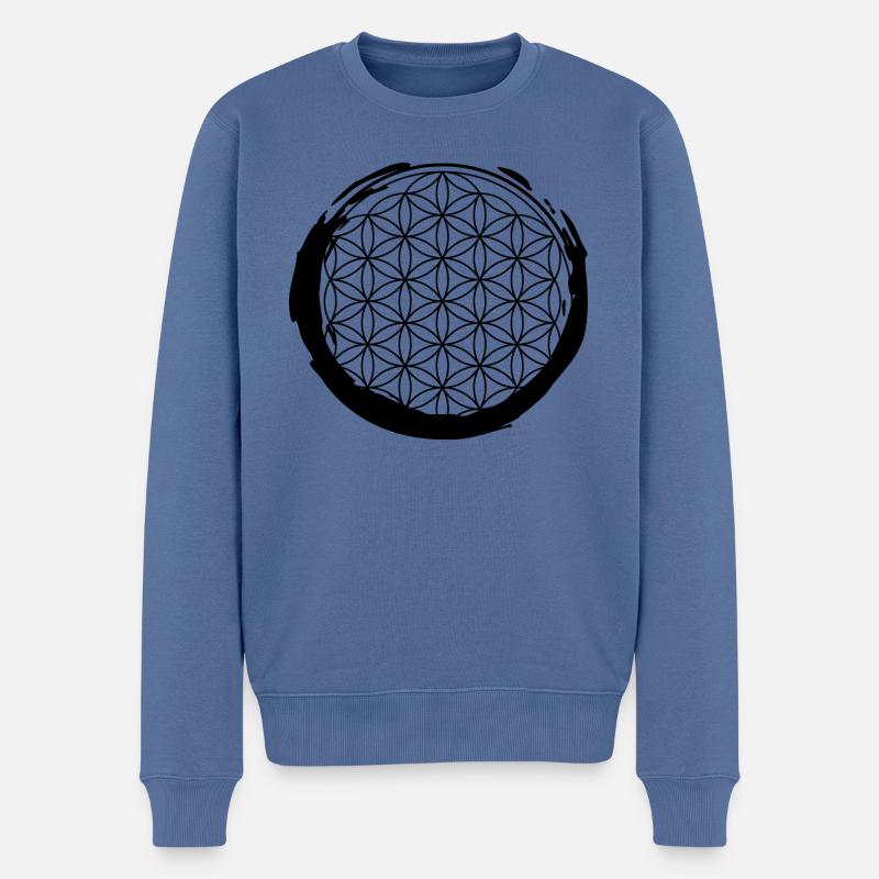Blume des Lebens - Männer Premium Bio Pullover - Taubenblau