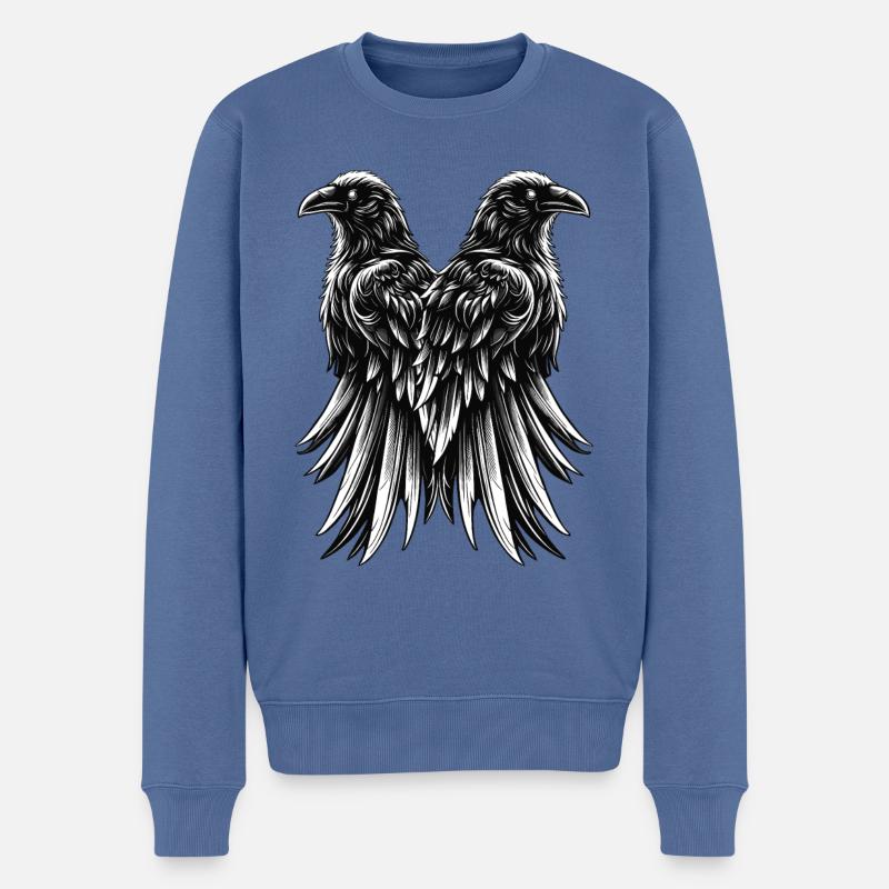 Raben, Hugin, Munin - Männer Premium Bio Pullover - Taubenblau