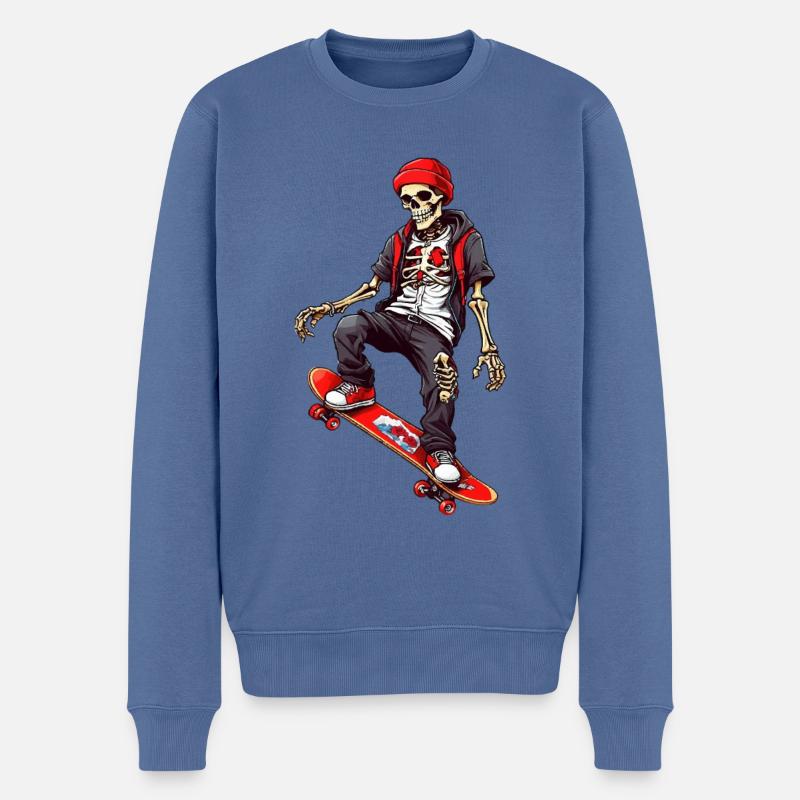 Skateboard Squelette - Pull Premium bio Homme - bleu pigeon