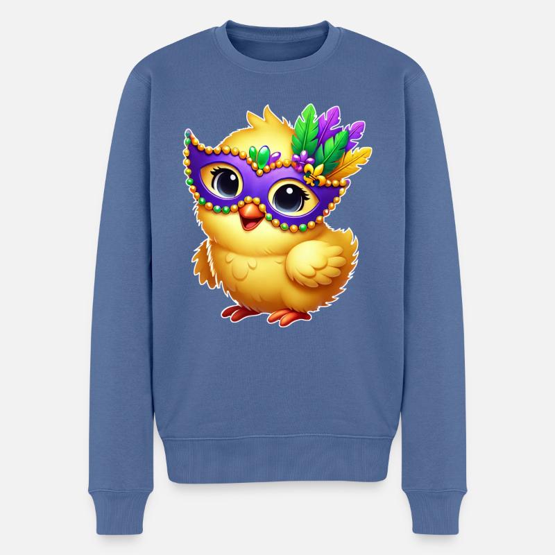 Mardi Gras poussin mignon poulet dessin animé Design - Pull Premium bio Homme - bleu pigeon
