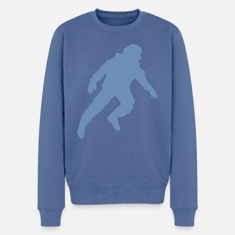 Schwebender Astronaut Silhouette Schwerelosigkeit - Männer Premium Bio Pullover - Taubenblau