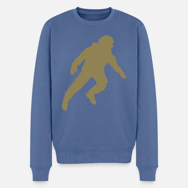 Schwebender Astronaut Silhouette Schwerelosigkeit - Männer Premium Bio Pullover - Taubenblau