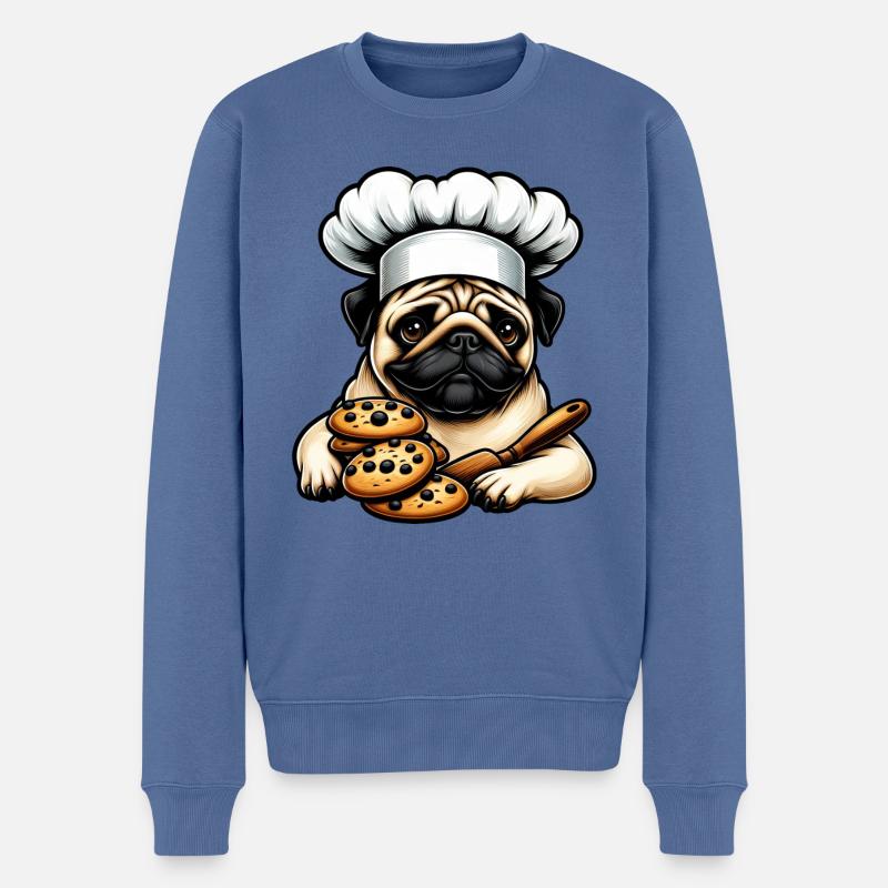 Carlin Cuisiner avec Cookie - Pull Premium bio Homme - bleu pigeon