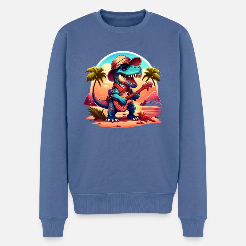 funky t-rex - Männer Premium Bio Pullover - Taubenblau