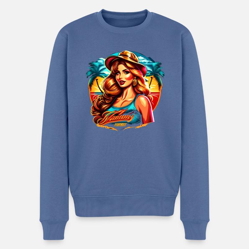 Fille de plage - Pull Premium bio Homme - bleu pigeon