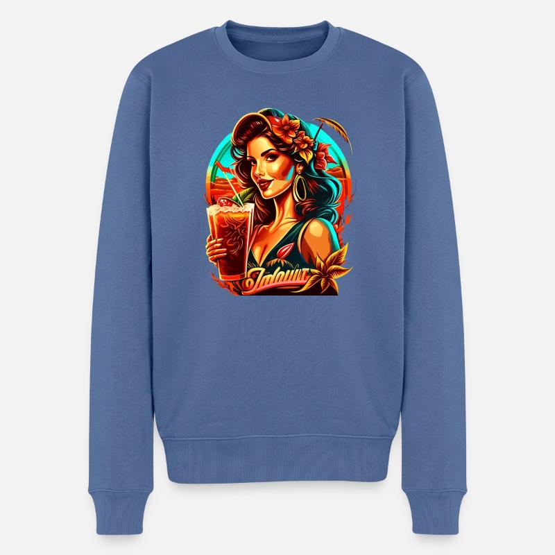 beach women - Männer Premium Bio Pullover - Taubenblau
