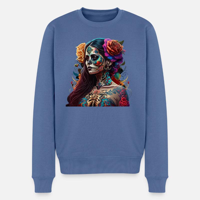 Dia de Muertos - Pull Premium bio Homme - bleu pigeon