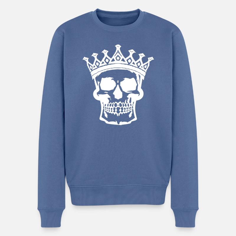king skull - Männer Premium Bio Pullover - Taubenblau