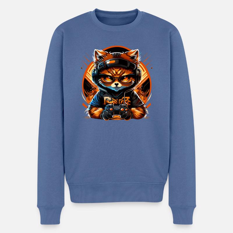 gaming cat - Männer Premium Bio Pullover - Taubenblau