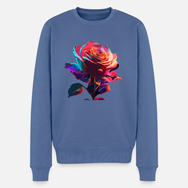 rose - Männer Premium Bio Pullover - Taubenblau