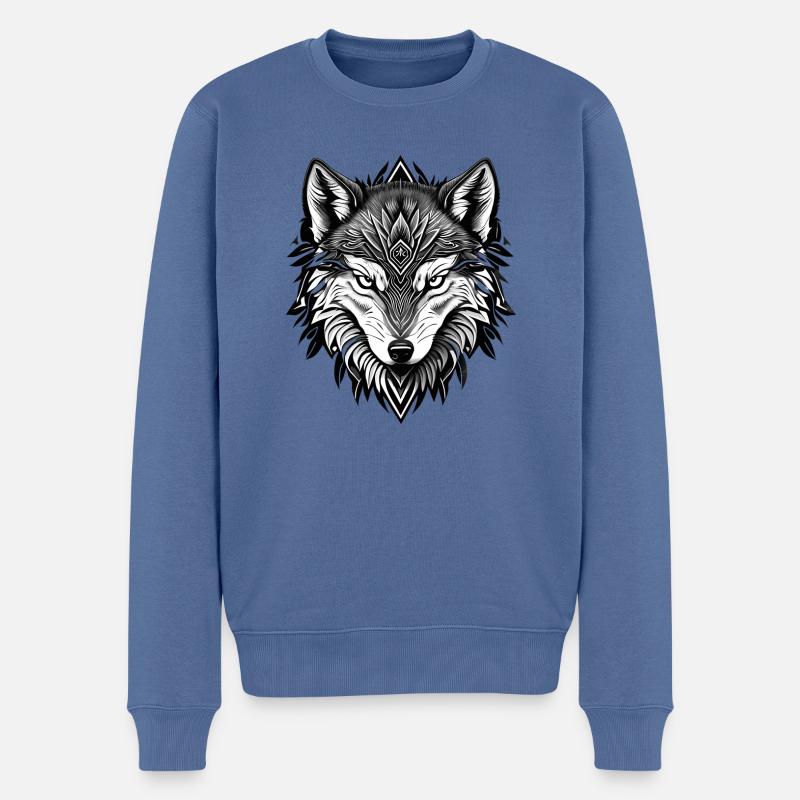 wolf head - Männer Premium Bio Pullover - Taubenblau