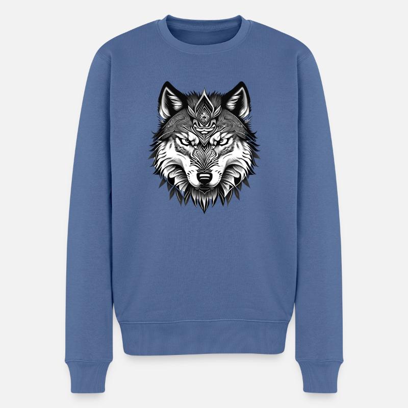 wolf head 2 - Männer Premium Bio Pullover - Taubenblau