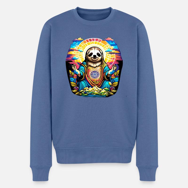 believing sloth - Männer Premium Bio Pullover - Taubenblau