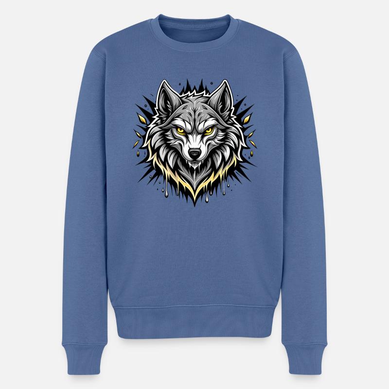 wolf - Männer Premium Bio Pullover - Taubenblau