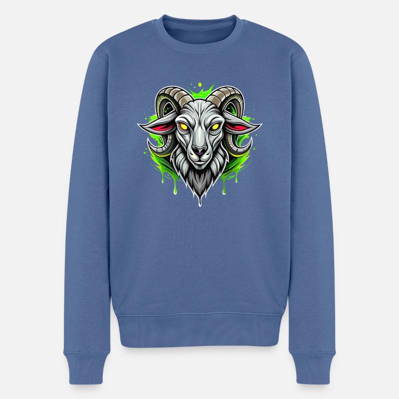 Ziege - Männer Premium Bio Pullover - Taubenblau