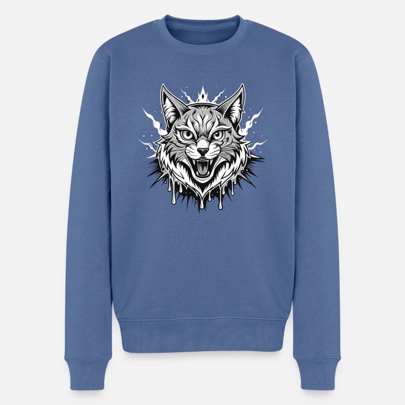 cat black and withe - Men's Premium Organic Jumper - stone blue