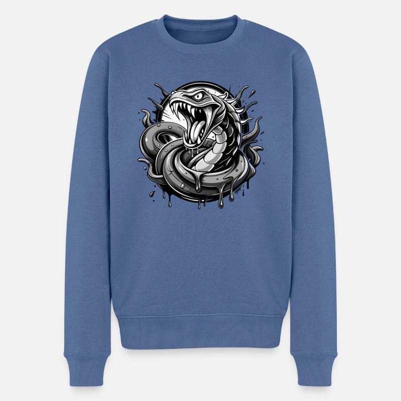 snake black and wihte - Männer Premium Bio Pullover - Taubenblau