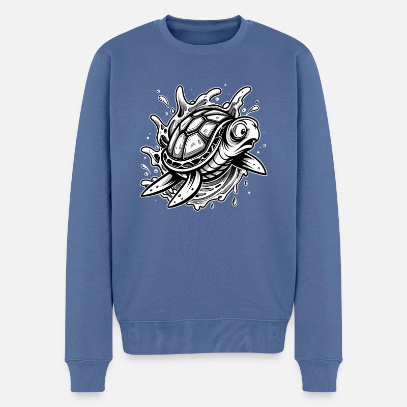Tortue effrayée - Pull Premium bio Homme - bleu pigeon