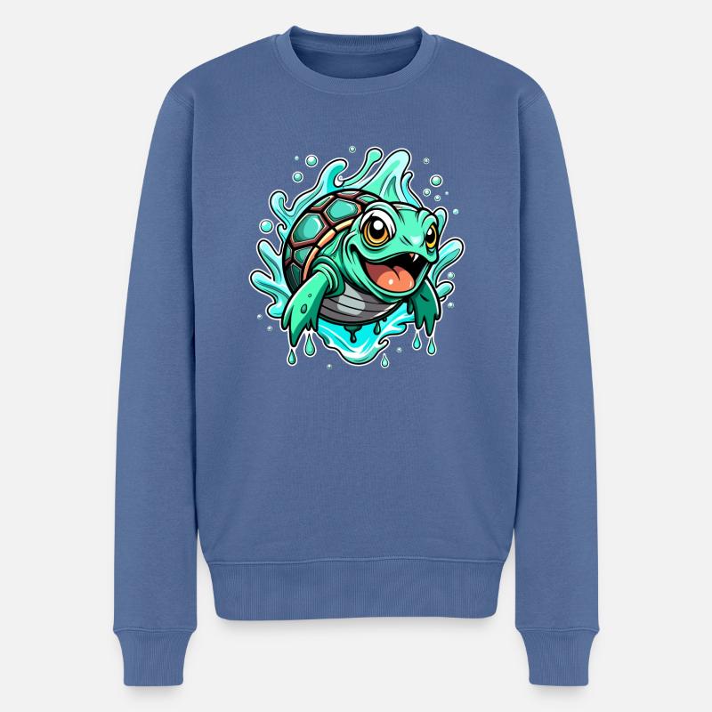 happy turtel - Männer Premium Bio Pullover - Taubenblau