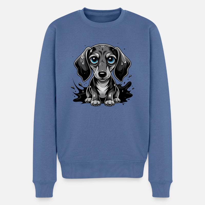 dachshund - Männer Premium Bio Pullover - Taubenblau
