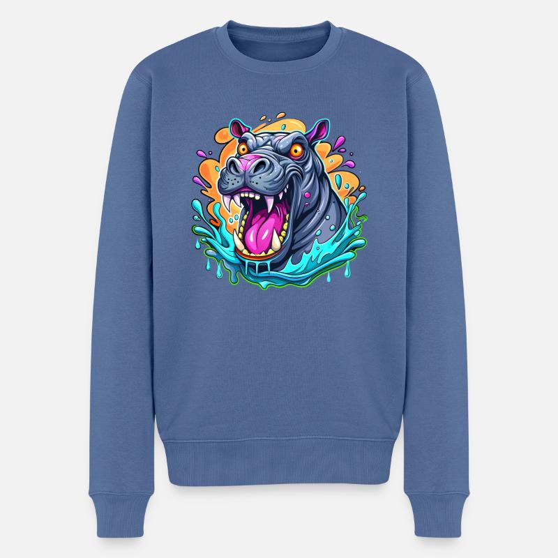 hippo - Männer Premium Bio Pullover - Taubenblau