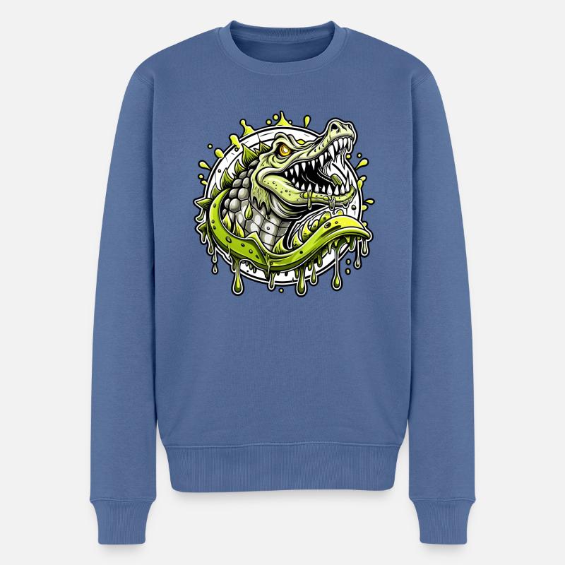 crocodile - Männer Premium Bio Pullover - Taubenblau