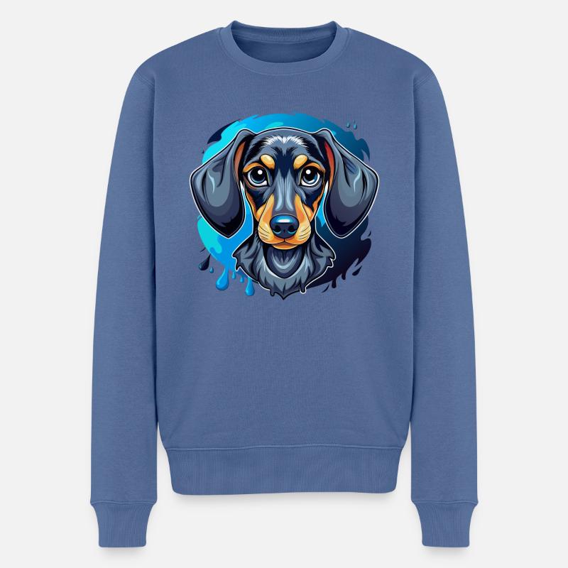 teckel - Pull Premium bio Homme - bleu pigeon