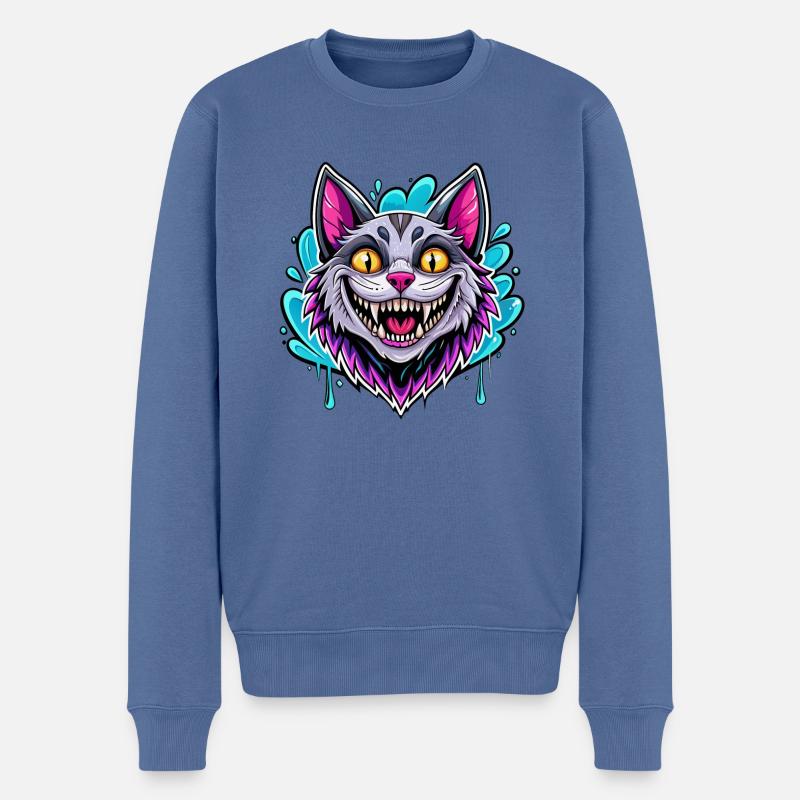 smiling cat - Männer Premium Bio Pullover - Taubenblau