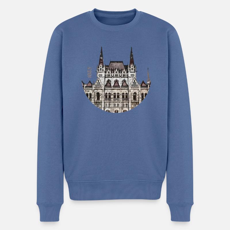 1885 Hungarian Parliament Building - Männer Premium Bio Pullover - Taubenblau