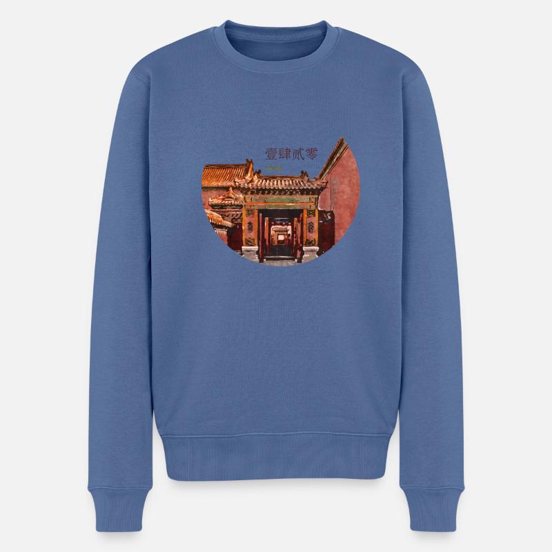 1420 forbidden city scene 1 - Männer Premium Bio Pullover - Taubenblau