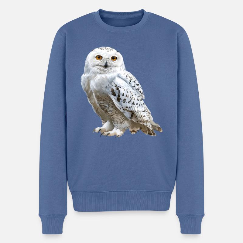 Schnee-Eule - Männer Premium Bio Pullover - Taubenblau